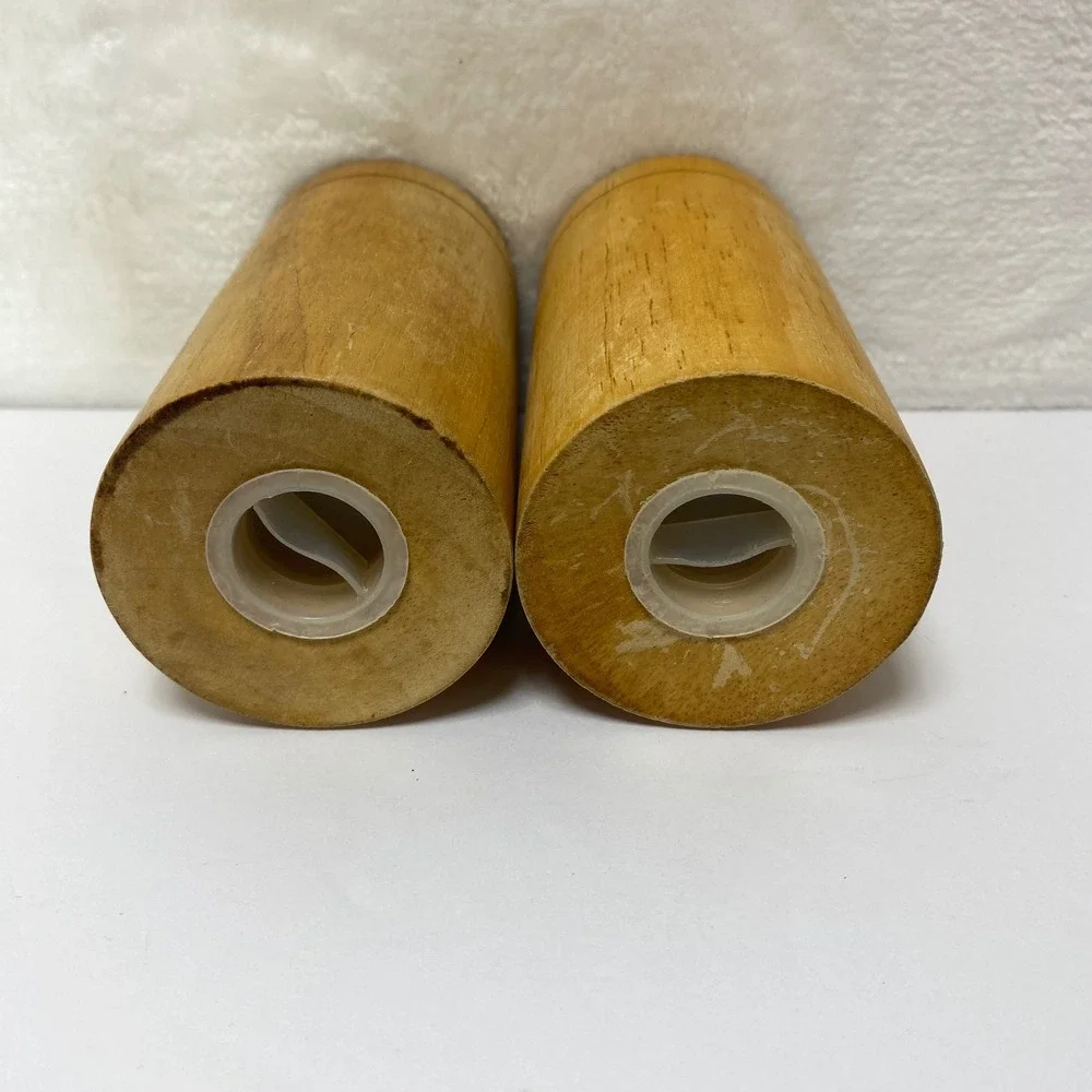 Vintage Wooden‎ Salt and Pepper Shakers Cylindrical Design
